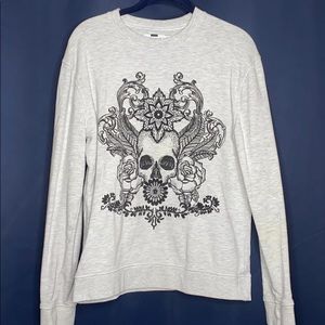 Topman Frost Gray Baroque Skull sweatshirt